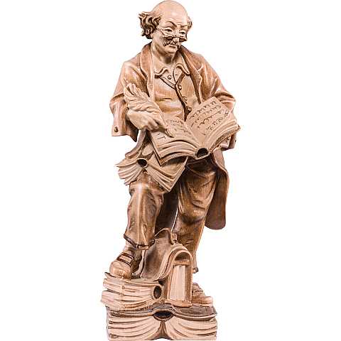 Statuina Filosofo, Statua Pensatore con Libri, Legno in 3 Toni di Marrone, Linea  40 Cm - Demetz Deur