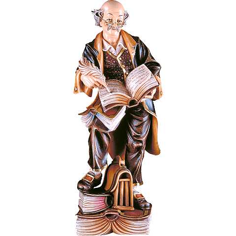Statuina Filosofo, Statua Pensatore con Libri, Legno Colorato a Mano, Linea  20 Cm - Demetz Deur