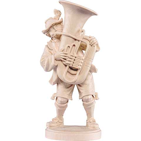 Musicista con tuba - Demetz - Deur - Statua in legno dipinta a mano. Altezza pari a 20 cm.