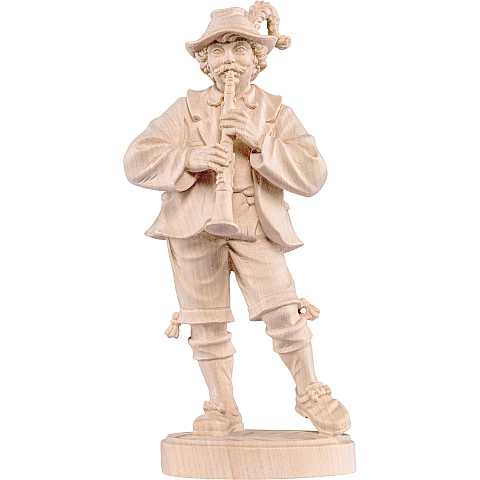 Musicista con clarinetto - Demetz - Deur - Statua in legno dipinta a mano. Altezza pari a 20 cm.