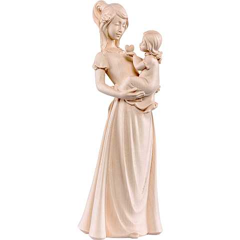 Statuina Mamma con Figlia, Statua dell'Affetto con Madre e Bambina, Legno Naturale, Linea 40 Cm - Demetz Deur