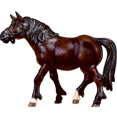 Statua del Cavallo Morello, Statuina Cavallo, Legno Colorato Dipinto a Mano, Lunghezza: 18 Cm - Demetz Deur