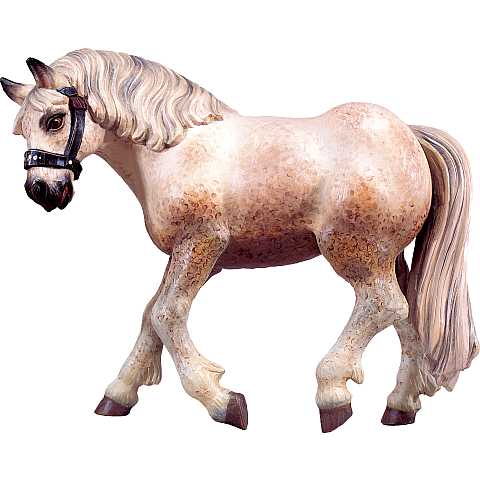 Statua del Cavallo Bianco, Statuina Cavallo, Legno Dipinto a Mano, Lunghezza: 25 Cm - Demetz Deur