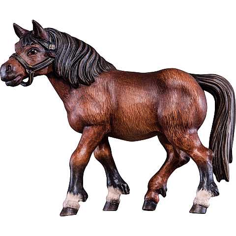 Statua del Cavallo Sauro, Statuina Cavallo, Legno Dipinto a Mano, Lunghezza: 25 Cm - Demetz Deur