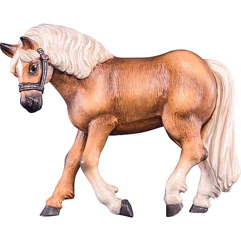 Cavallo Haflinger - Demetz - Deur - Statua in legno dipinta a mano. Altezza pari a 11 cm.
