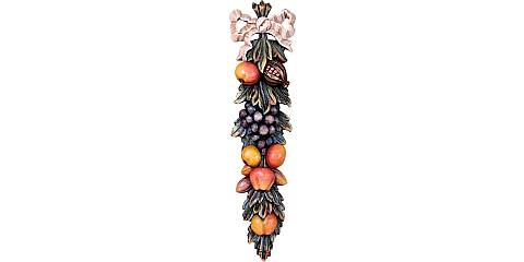 Composizione di frutta Alto Adige - Demetz - Deur - Statua in legno dipinta a mano. Altezza pari a 70 Cm - Demetz Deur