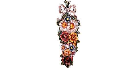Composizione di fiori Garden - Demetz - Deur - Statua in legno dipinta a mano. Altezza pari a 80 Cm - Demetz Deur