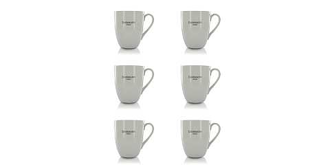 Set da Tè Mug Porcelaine, Servizio di Tazze da Tè con Logo Damman Frères, Porcellana, Bianco, 35 Cl