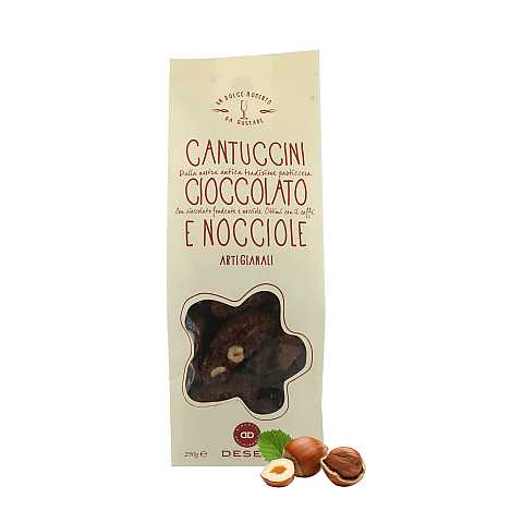 10 confezioni di cantuccini al cioccolato extra fondente e nocciola, biscotti artigianali - 10 x 250g