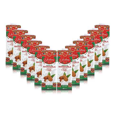 Latte Di Mandorla Prodotto In Italia Con 8% Di Mandorla, 100% Vegetale, Senza Glutine Né Lattosio, 12 Brick Da 1 Litro L'Uno, Tot. 12 Litri