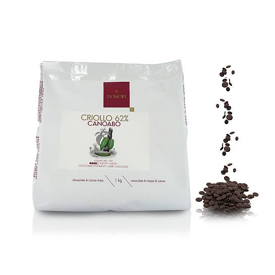 Gocce di Cioccolato Fondente Canoabo - Cacao Criollo 62%, 1 Kg