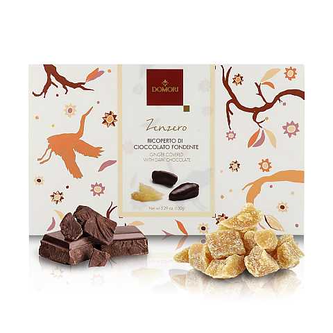 Filetti di Zenzero Ricoperti di Cioccolato Fondente Arriba 62%, 150 Grammi