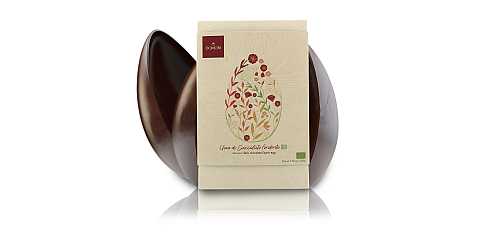 Domori Uovo di Cioccolato Fondente Biologico, Provenienza Cacao Africa, Uovo di Pasqua Realizzato con Fine Cioccolato Fondente Bio 66%, Senza Glutine, Altezza: 15 Cm, 150 Grammi