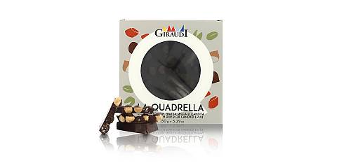 Tavoletta di cioccolato fondente 61% con Nocciole IGP Piemonte intere, 150g, linea Le Quadrelle