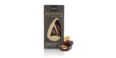 Tavoletta di cioccolato fondente 61% con mandorle tostate italiane, 100 grammi, linea Le Toste