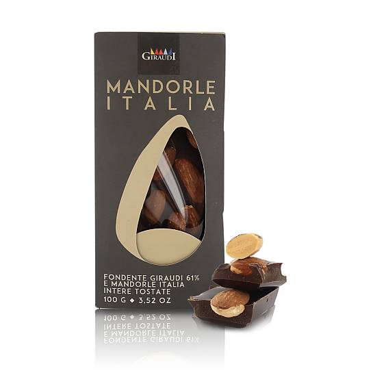 Tavoletta di cioccolato fondente 61% con mandorle tostate italiane, 100 grammi, linea Le Toste