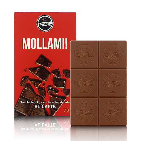 4 Tavolette di Cioccolato al Latte Fatte a Mano: ''Mollami'' e ''Nasci Cresci Fattura'', 4 x 70 Grammi, Tot. 280 Grammi