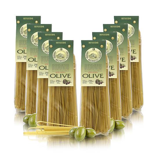 Fettuccine alle olive verdi, pasta aromatizzata, 8 confezioni da 250 grammi