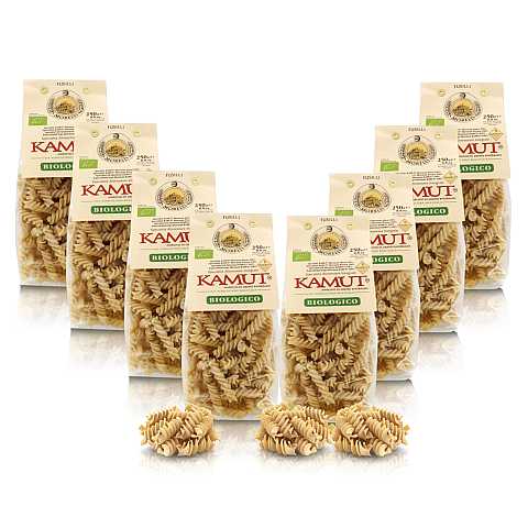 Fusilli Integrali Di Kamut, Pasta Ai Cereali, 8 Confezioni Da 250 Grammi
