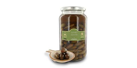 Cucunci di Pantelleria, frutti del cappero in olio extravergine d'oliva, calibro medio - vaso vetro 950g