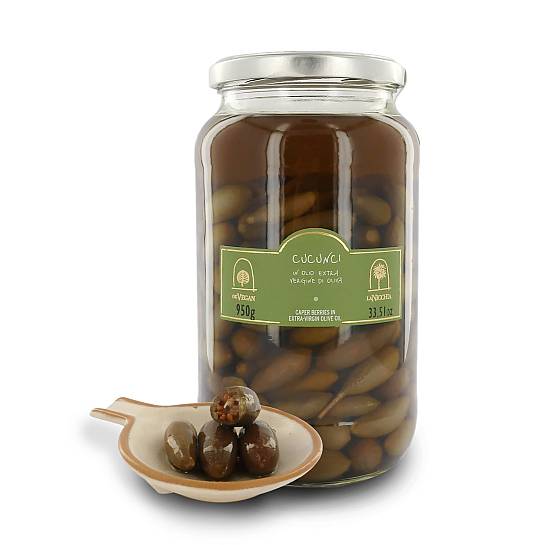 Cucunci di Pantelleria, frutti del cappero in olio extravergine d'oliva, calibro medio - vaso vetro 950g
