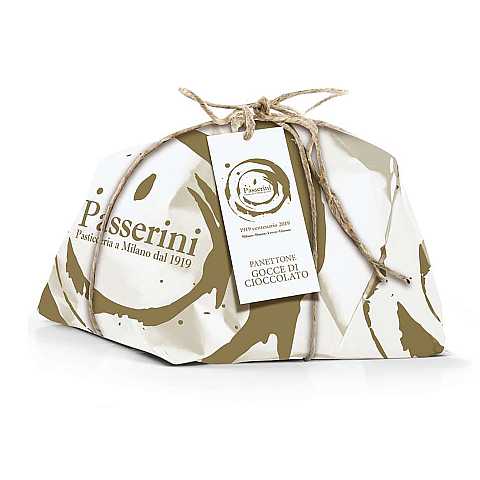 Pasticceria Passerini dal 1919 Panettone con Gocce di Cioccolato in Incarto Personalizzabile, Sfornato in Italia, 1 Kg