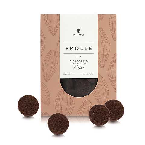 Pintaudi Frolle N. 1 Biscotti Frollini al Cioccolato Grand Cru e Fior di Sale, 160 Grammi