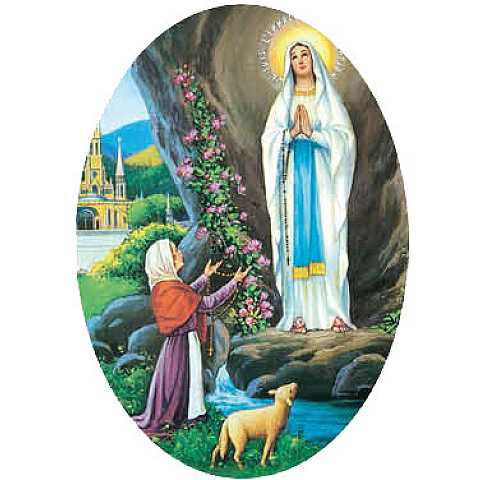 Madonna Lourdes dipinta a mano in legno di acero - 25 cm