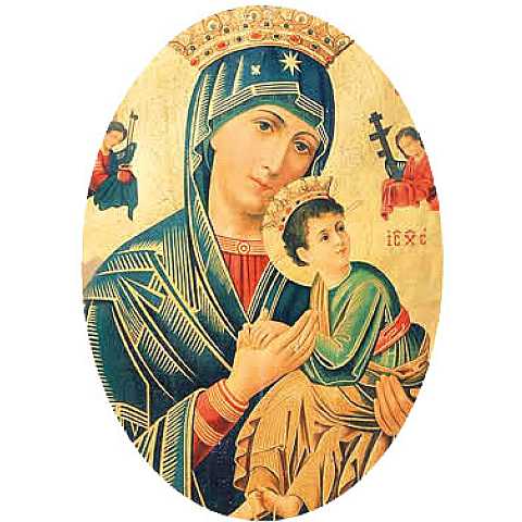 Calamita Suocero con immagine resinata della Madonna Miracolosa - 8 x 5,5 cm