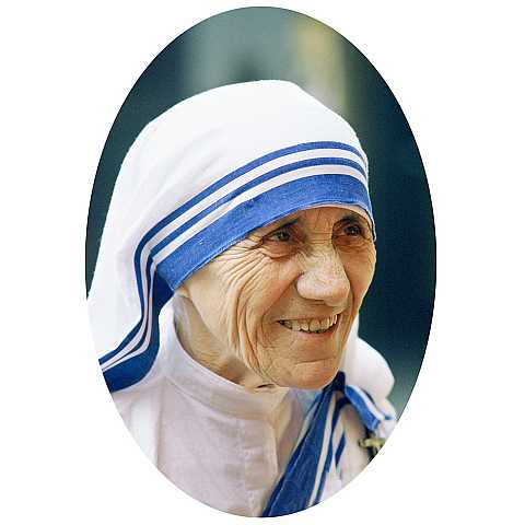 Statua di Santa Madre Teresa di Calcutta da 12 cm in confezione regalo con segnalibro in IT/EN/ES/FR