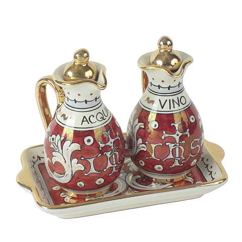 Ampolline anfora in ceramica con simbolo IHS - Modello Rubino e oro
