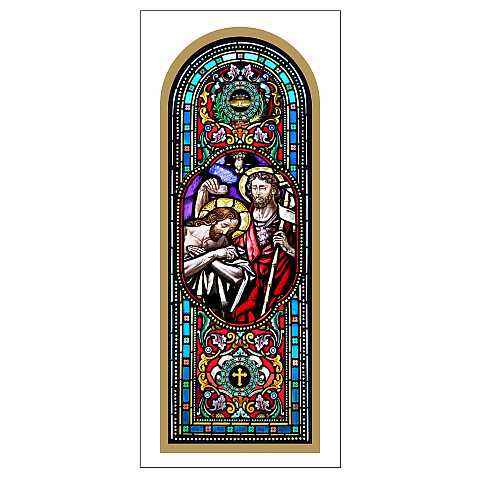 STOCK:  Battesimo di Gesù  stampa tipo vetrata  - 10 x 27 cm