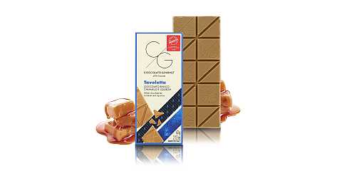 CG Tavoletta Di Cioccolato Gourmet, Cioccolato Bianco Al Caramello E Liquirizia, 60 Grammi