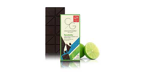 CG Tavoletta Di Cioccolato Gourmet, Cioccolato Fondente 55% Alla Menta E Lime, 60 Grammi