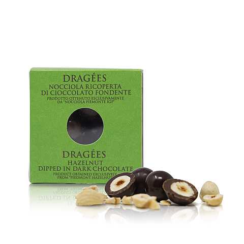 Dragèes con Nocciola Piemonte IGP ricoperta di cioccolato fondente 66%, Praline con frutta secca - 120g