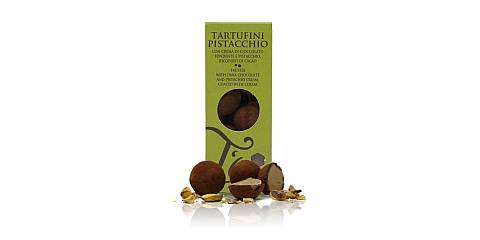 Tartufini al pistacchio, con cioccolato fondente e ripieno cremoso al pistacchio - 130g