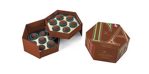 Confezione regalo con 14 tartufini: 7 al cioccolato fondente / 7 al cioccolato fondente e pistacchio - 120g