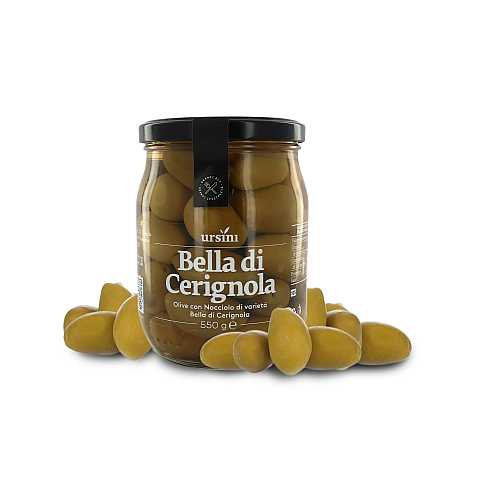Olive Bella di Cerignola con nocciolo in salamoia, 550g