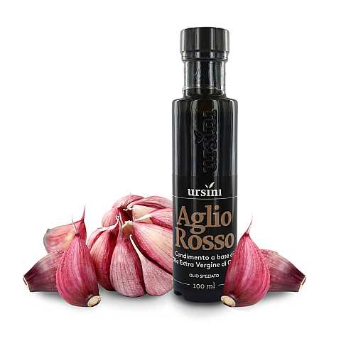 Olio aromatizzato all'aglio rosso, extra vergine d'oliva - 100 ml