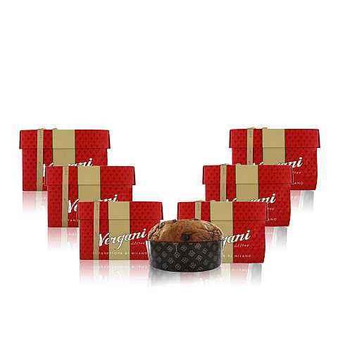 Panettone Excellence in scatola regalo rossa, ricetta tradizionale milanese, 720g - confezione da 6 pezzi