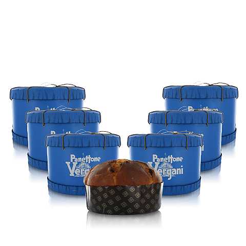 Panettone Excellence in scatola a cilindro blu, ricetta tradizionale milanese, 1kg - confezione da 6 pezzi