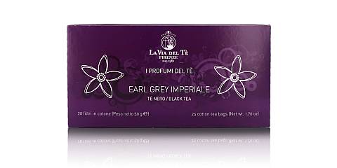 Earl Grey Imperiale, Tè Nero Indiano Profumato al Bergamotto, Astuccio con 20 Filtri da 2,5g - 50g