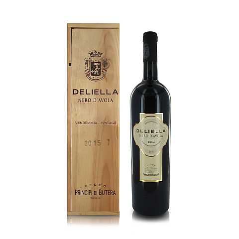 Principi di Butera Vino Rosso Deliella Nero d'Avola Sicilia DOC 2015, Cassetta di Legno, Magnum 1,5 Lt