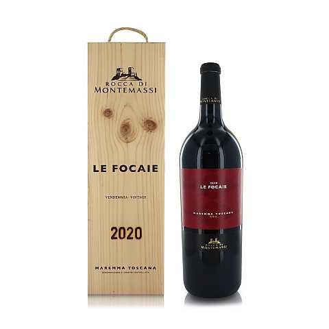 Rocca di Montemassi Vino Rosso Le Focaie Maremma Toscana DOC, 2020, Cassetta di Legno, Magnum 1,5 Lt