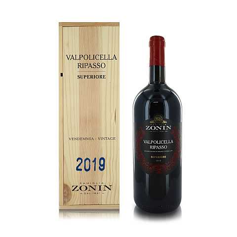 Zonin Vino Rosso Valpolicella Ripasso Superiore DOC 2019, Magnum 1,5 Lt in Cassetta di Legno